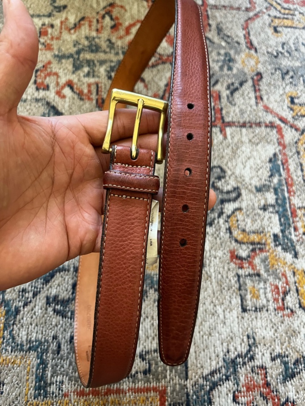 Men's Leather Belt - Martin Dingman, Brown with Gold Buckle